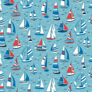 Sailboats in Red White and Blue