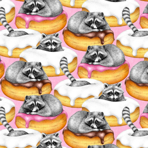 The Sweet Dreams of a Trash Panda - on a textured bright pink background