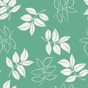 Leaf Silhouette in Light Jade Green - Large Repeat