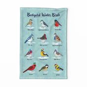 Backyard Winter Birds tea towel