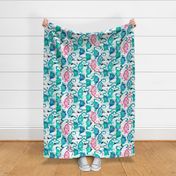 flamingo repeat teal! rotated