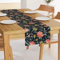 Poppy Meadow - Midnight Blue Coral Floral Large Scale