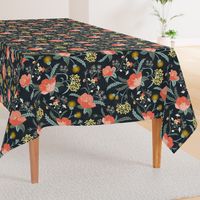 Poppy Meadow - Midnight Blue Coral Floral Large Scale