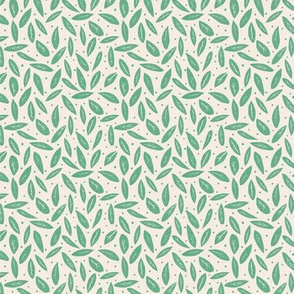 Leaf and Dot Green on Cream - small repeat