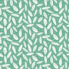 Leaf and Dot in Jade Green and Cream - small repeat