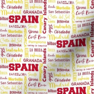 Spanish cities, flag colors - small (4 inch repeat)