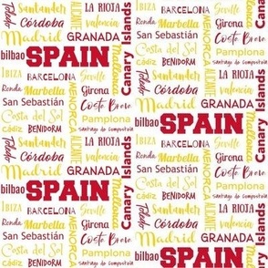 Spanish cities, flag colors - small (4 inch repeat)