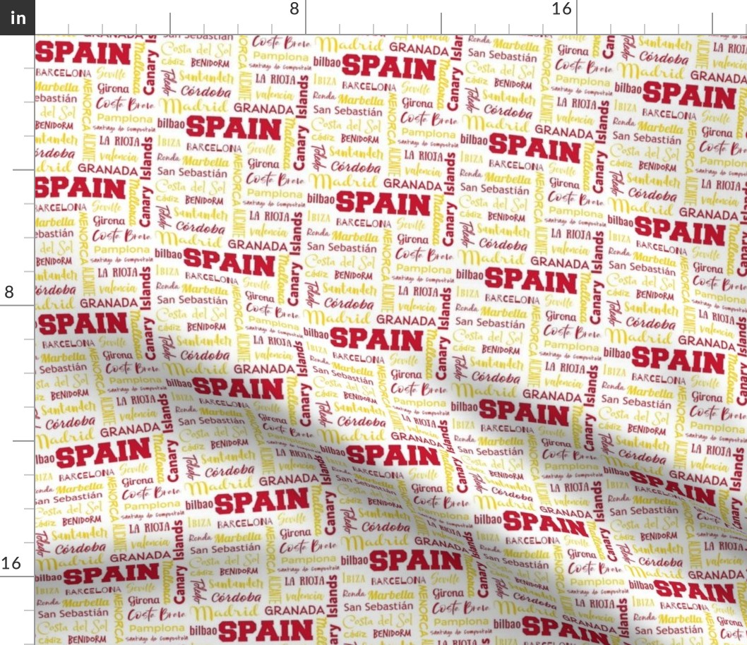 Spanish cities, flag colors - small (4 inch repeat)