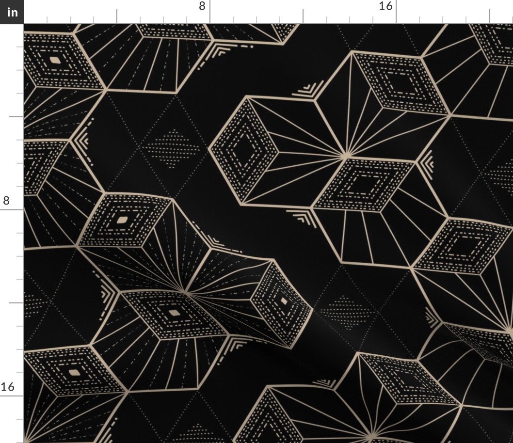 Hexagons, lines, dashes and dots in neutral