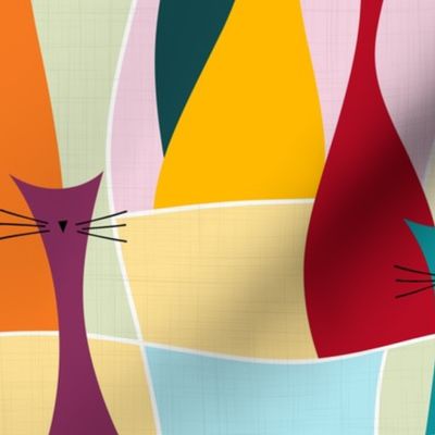 cats - ollie cat - bohemian color palette - cats fabric