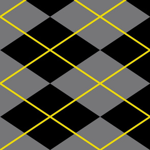 black gray argyle with yellow lines