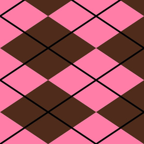 brown pink argyle with black lines