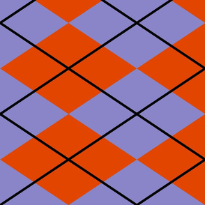 dark orange lavender argyle with black