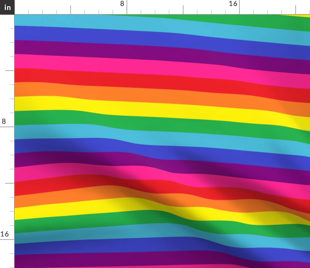 Rainbow Pride Stripes (eight stripe, Baker design) - 1 inch