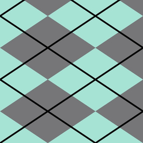 gray mint argyle with black lines