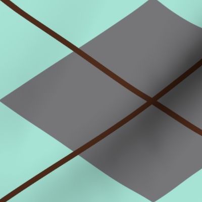 gray mint argyle with brown lines