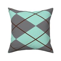 gray mint argyle with brown lines