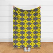 gray yellow argyle with black lines