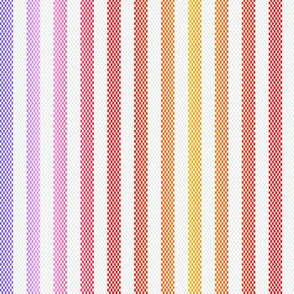 Narrow Rainbow Ticking Stripe on White 2