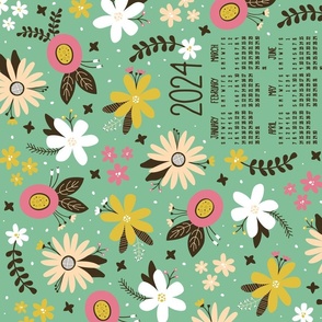 Vintage Floral 2024 Tea Towel Calendar