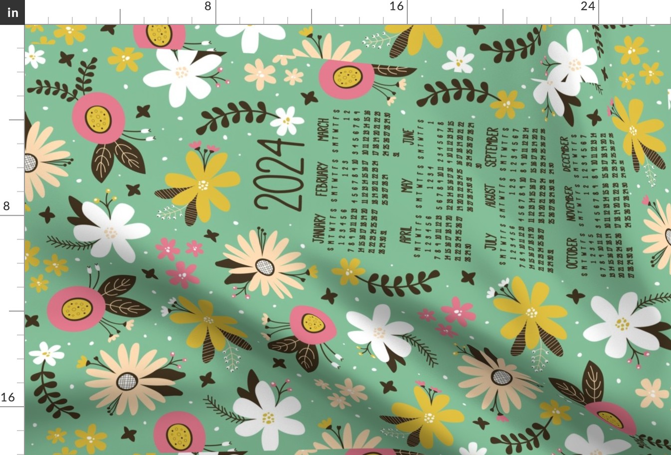 Vintage Floral 2024 Tea Towel Calendar