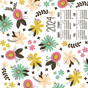 Vintage Floral 2024 Tea Towel Calendar