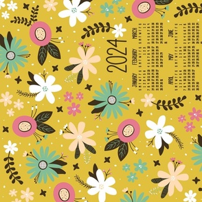 Vintage Floral 2024 Tea Towel Calendar