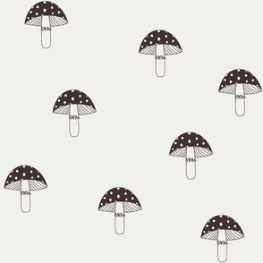 Mushroom fabric - cute cottagecore fabric - sfx1111 coffee