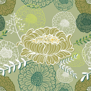 Bold floral tapestry - forest