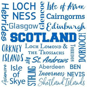 Cities of Scotland, white with blue