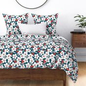 Hibiscus flowers and tropical island boho blossom beach vibes and summer hawaii nursery design navy blue red LARGE