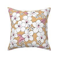 Hibiscus flowers and tropical island boho blossom beach vibes and summer hawaii nursery design honey yellow pink LARGE