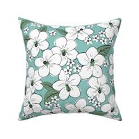 Hibiscus flowers and tropical island boho blossom beach vibes and summer hawaii nursery design turquoise blue green LARGE