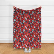 Hibiscus flowers and tropical island boho blossom beach vibes and summer hawaii nursery design winter christmas red navy blue girls LARGE