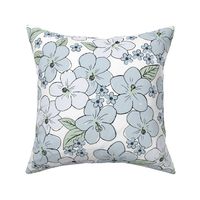 Hibiscus flowers and tropical island boho blossom beach vibes and summer hawaii nursery design pastel blue green LARGE