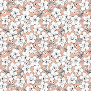 Hibiscus flowers and tropical island boho blossom beach vibes and summer hawaii nursery design coral peach gray white SMALL