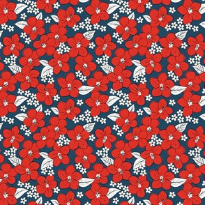 Hibiscus flowers and tropical island boho blossom beach vibes and summer hawaii nursery design winter christmas red navy blue girls SMALL