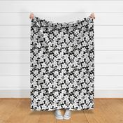 Hibiscus flowers and tropical island boho blossom beach vibes and summer hawaii nursery design winter monochrome black and white LARGE