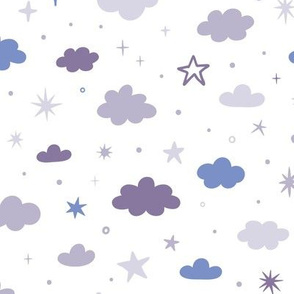 Violet clouds. White background.