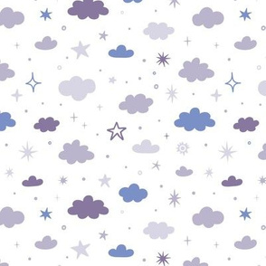 Violet clouds. White background. Small scale