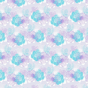 Flowers of peony - purple, blue, white 