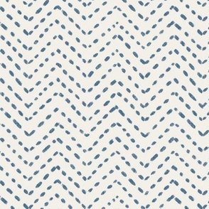 Geometric White and Blue ZigZag Stitches