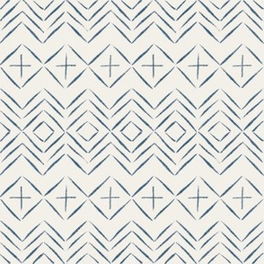 Rustic Geometrics Blue on Cream