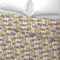 Irises in violet and antique gold