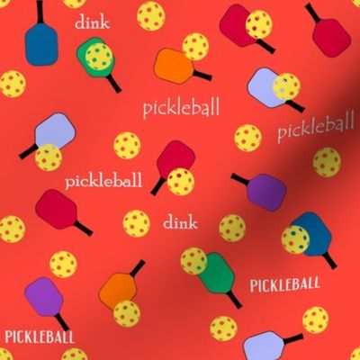 Pickleball-Orange Background Fabric | Spoonflower