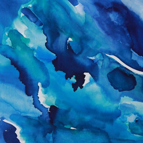 Watercolor Blue Skies Abstract Art - Medium 