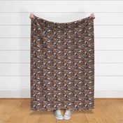 Small scale // Origami doggie friends II // brown linen texture background paper dogs