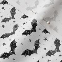 Watercolor Bats Black on White 1/2 Size