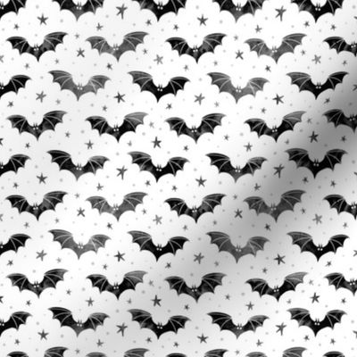 Watercolor Bats Black on White 1/2 Size
