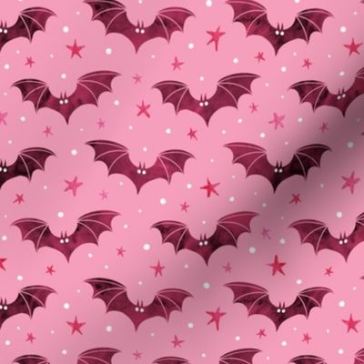  Watercolor Bats in Pink